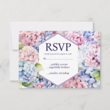 Tarjetas de RSVP de flores de hortensias de primav