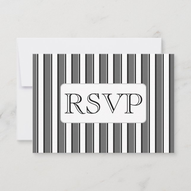 Tarjetas de RSVP de franja gris personalizadas (Anverso)