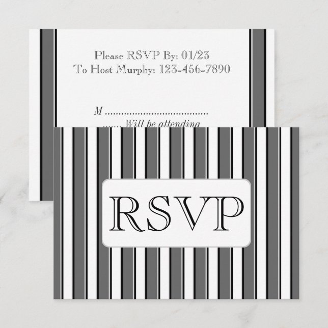 Tarjetas de RSVP de franja gris personalizadas (Anverso / Reverso)