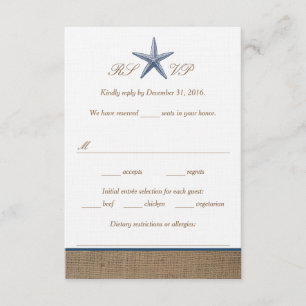 Tarjetas de RSVP de la boda de playa de la