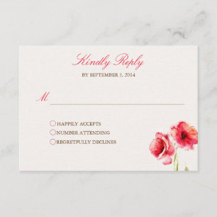 Tarjetas de RSVP de las amapolas de la acuarela