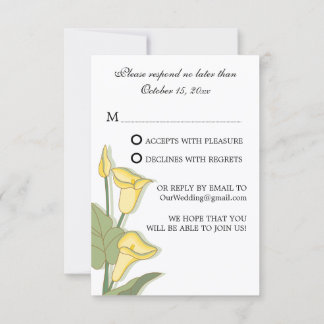 Tarjetas de RSVP de Lirio de Calla Elegante Amaril