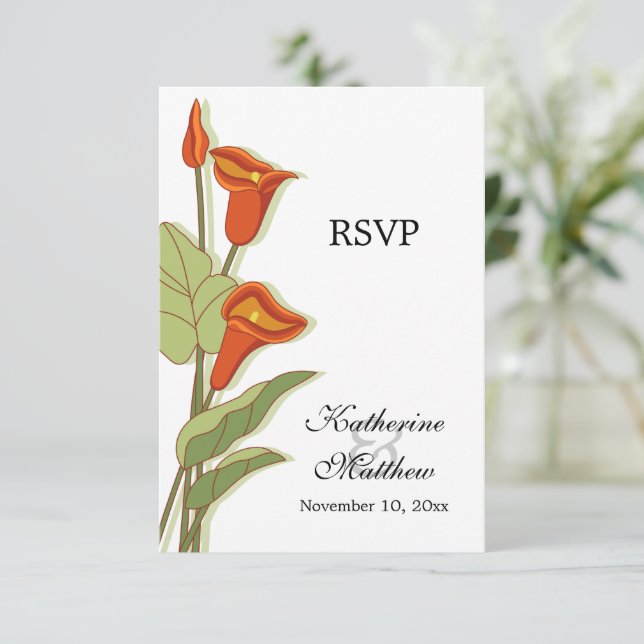 Tarjetas de RSVP de Lirio de Calla Elegante en Nar (Anverso de pie)