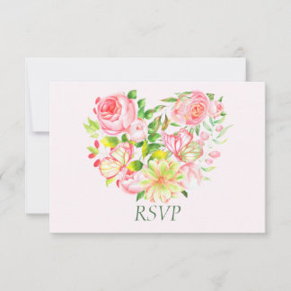 Tarjetas de RSVP de Novia con Rosas Rosadas