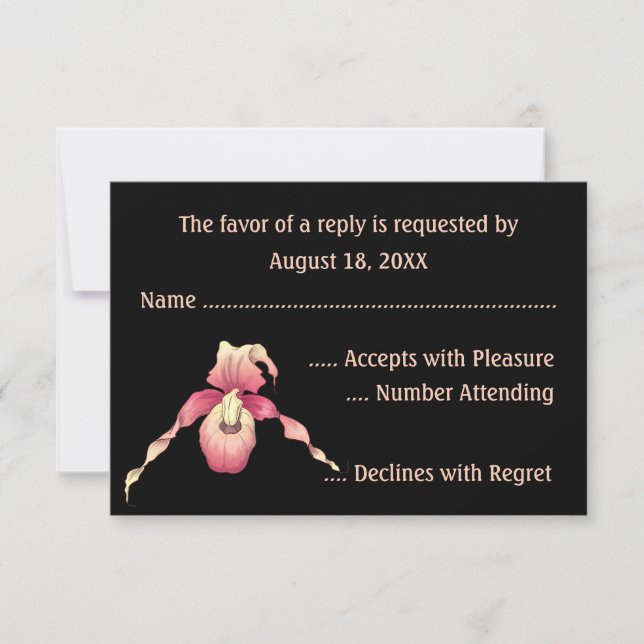 Tarjetas de RSVP de Orquídea Zapato de Dama Rosa (Anverso)