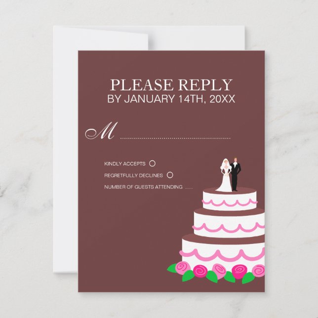 Tarjetas de RSVP de Pastel de Boda o Tarjetas de R (Anverso)