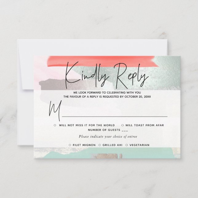 Tarjetas de RSVP de PixDezines con comida, Arte Mo (Anverso)