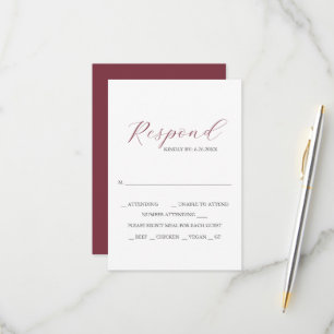 Tarjetas de RSVP de Rosa Profundo con Opción de Co