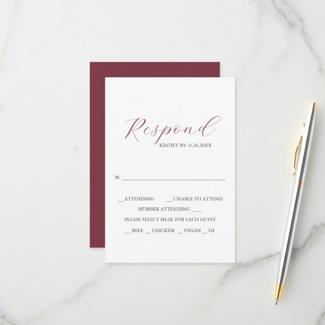 Tarjetas de RSVP de Rosa Profundo con Opción de Co (Anverso/Reverso In Situ)