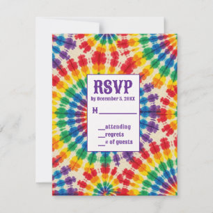 Tarjetas de RSVP de teñido psicodélico