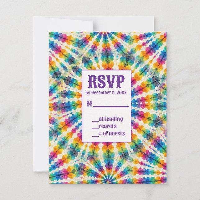 Tarjetas de RSVP de Tinte Psicodélico (Anverso)