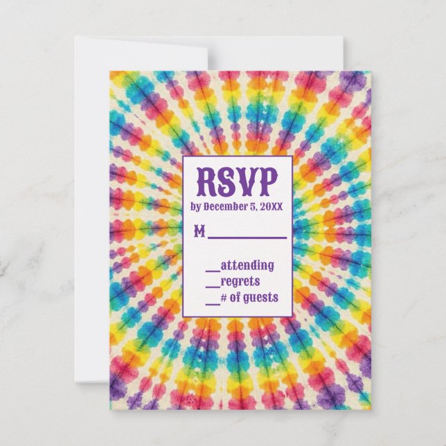 Tarjetas de RSVP de Tinte Psicodélico (Anverso)