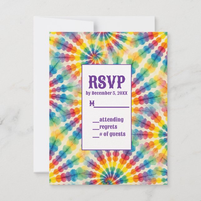 Tarjetas de RSVP de Tinte Psicodélico (Anverso)