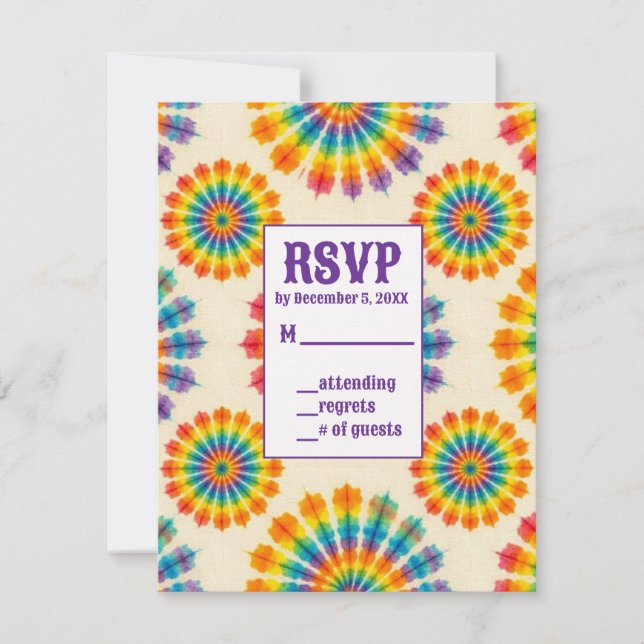 Tarjetas de RSVP de Tinte Psicodélico (Anverso)