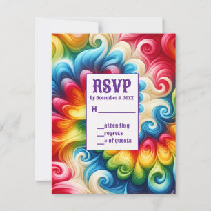Tarjetas de RSVP de Tinte Psicodélico