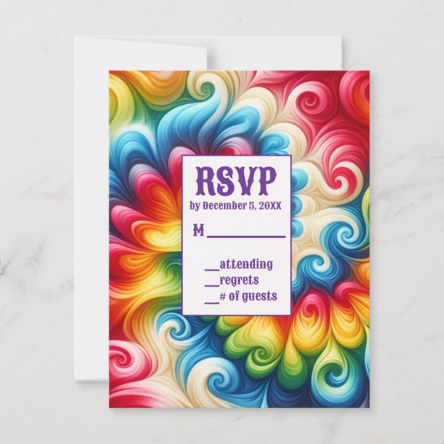 Tarjetas de RSVP de Tinte Psicodélico (Anverso)