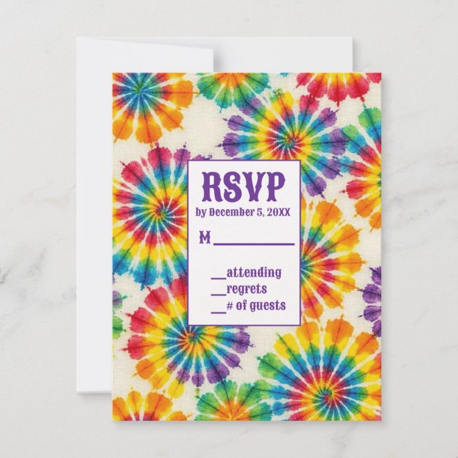 Tarjetas de RSVP de Tinte Psicodélico (Anverso)