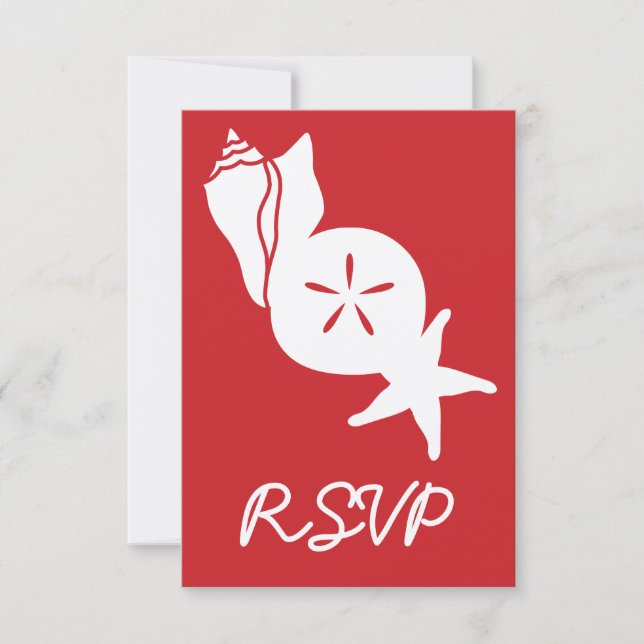 Tarjetas de RSVP de Verano Conchas en Cereza (Anverso)