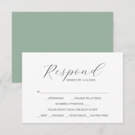 Tarjetas de RSVP de Verde Salvia con Opción de Com