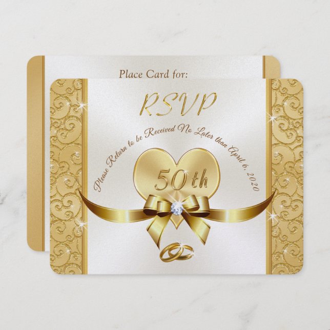 Tarjetas de RSVP del 50 Aniversario de Millie por  (Anverso / Reverso)