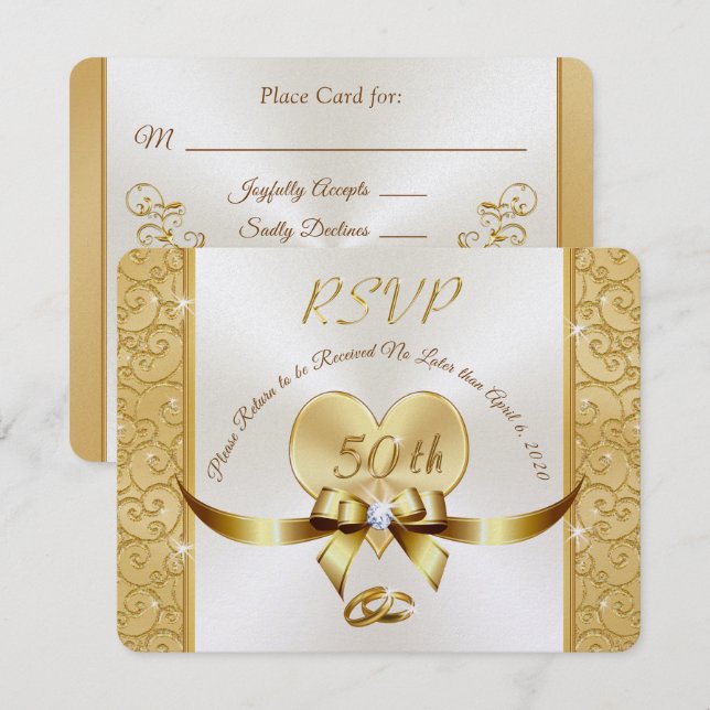 Tarjetas de RSVP del Aniversario 50 de Millie de P (Anverso / Reverso)