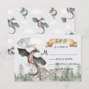 Tarjetas de RSVP del Dragón del Bosque Encantado