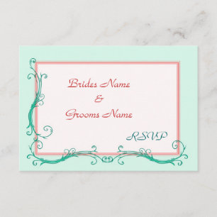Tarjetas de RSVP del melocotón y de la menta de
