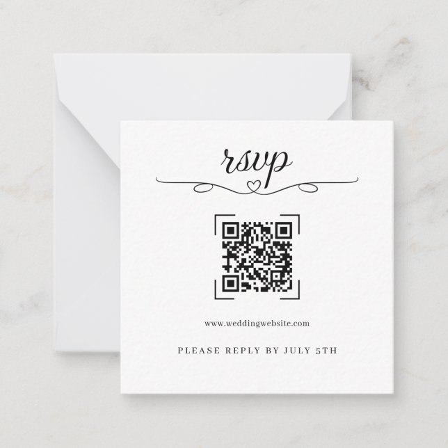 Tarjetas de RSVP en línea con código QR para boda  (Anverso)