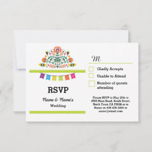 Tarjetas de RSVP Fiesta Mexicana de Impresión para