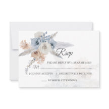 Tarjetas de RSVP Florales Beige Azul Polvoriento G