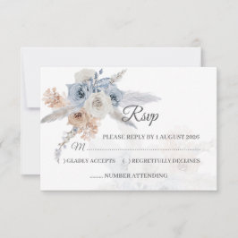 Tarjetas de RSVP Florales Beige Azul Polvoriento G