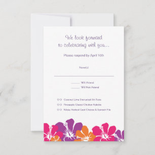Tarjetas de RSVP hawaianas con sobres