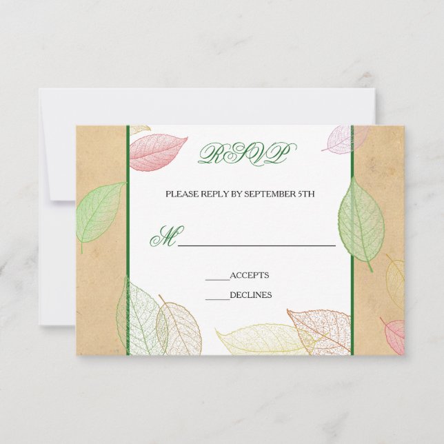 Tarjetas de RSVP - Hojas de Otoño Traslúcidas (Anverso)
