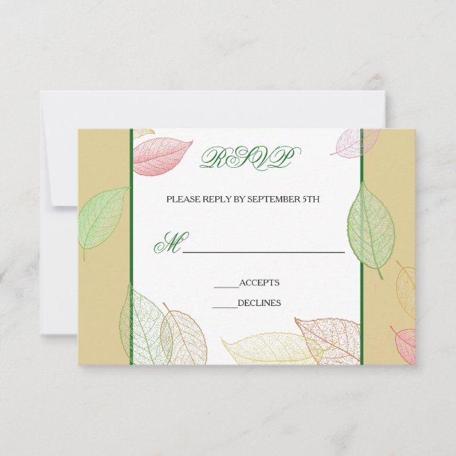 Tarjetas de RSVP - Hojas de Otoño Traslúcidas (Anverso)