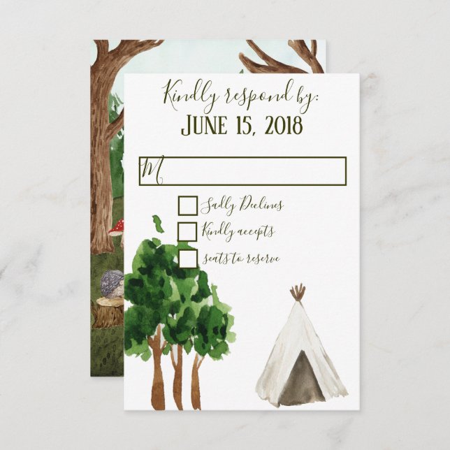 Tarjetas de RSVP 'Into The Forest' (Anverso / Reverso)