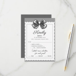 Tarjetas de RSVP Lujosas Bodas con Lazo Negro.