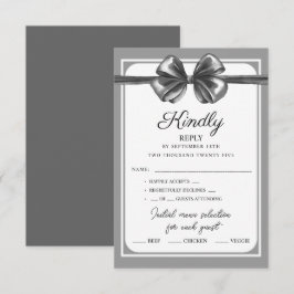 Tarjetas de RSVP Lujosas Bodas con Lazo Negro.