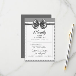Tarjetas de RSVP Lujoso lazo negro Boda.