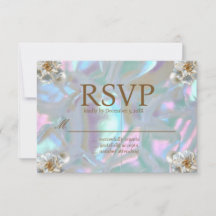 Tarjetas de RSVP madreperla iridiscentes