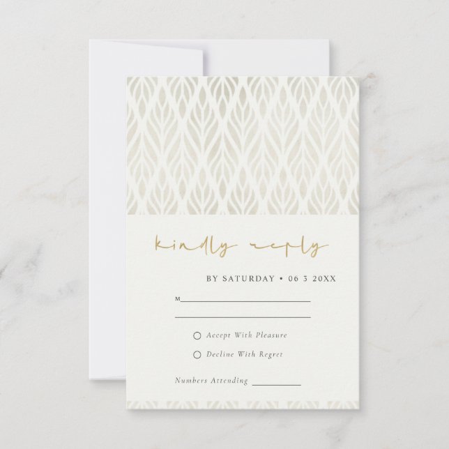 TARJETAS DE RSVP MODERNAS ART DECO BLANCO DE BODA  (Anverso)