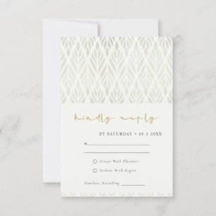 TARJETAS DE RSVP MODERNAS ART DECO BLANCO DE BODA 