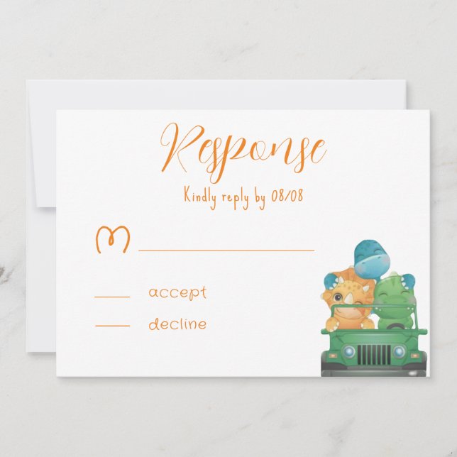Tarjetas de RSVP para Baby Shower de adorables din (Anverso)