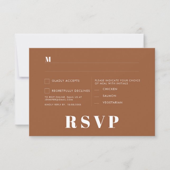 Tarjetas de RSVP para Boda Minimalista (Anverso)