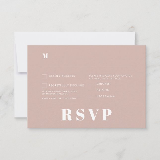 Tarjetas de RSVP para Boda Minimalista (Anverso)