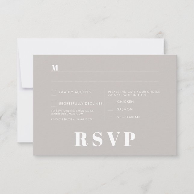 Tarjetas de RSVP para Boda Minimalista (Anverso)