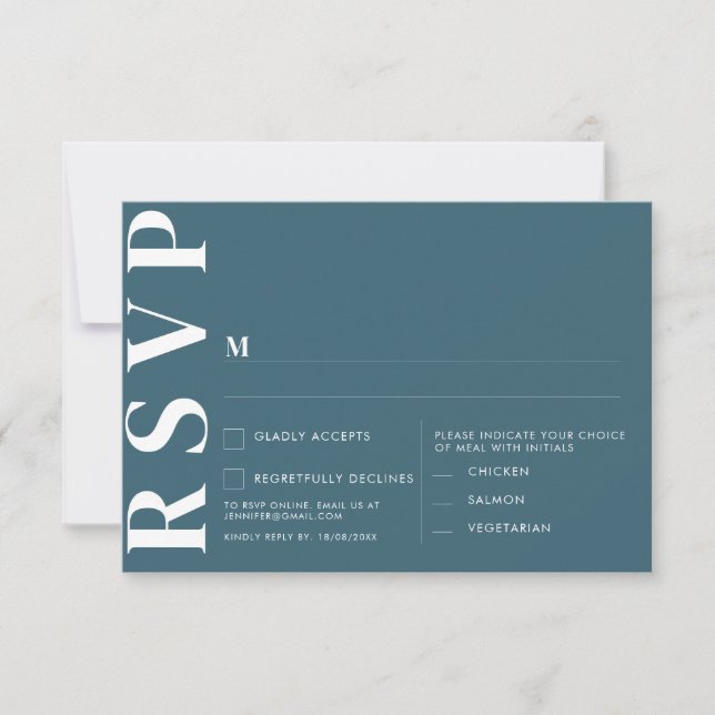Tarjetas de RSVP para Boda Minimalista (Anverso)