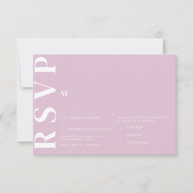 Tarjetas de RSVP para Boda Minimalista (Anverso)