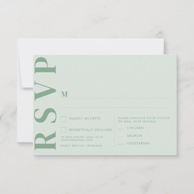 Tarjetas de RSVP para Boda Minimalista (Anverso)