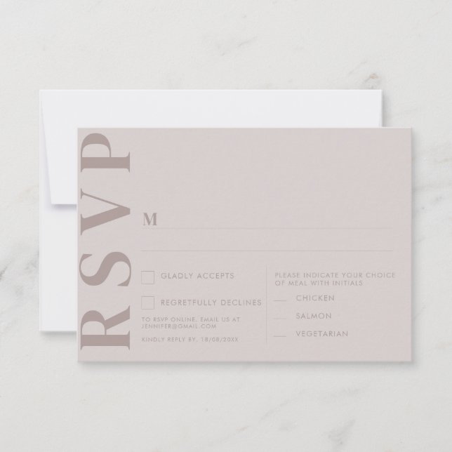 Tarjetas de RSVP para Boda Minimalista (Anverso)