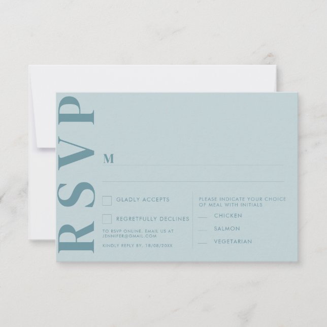 Tarjetas de RSVP para Boda Minimalista (Anverso)